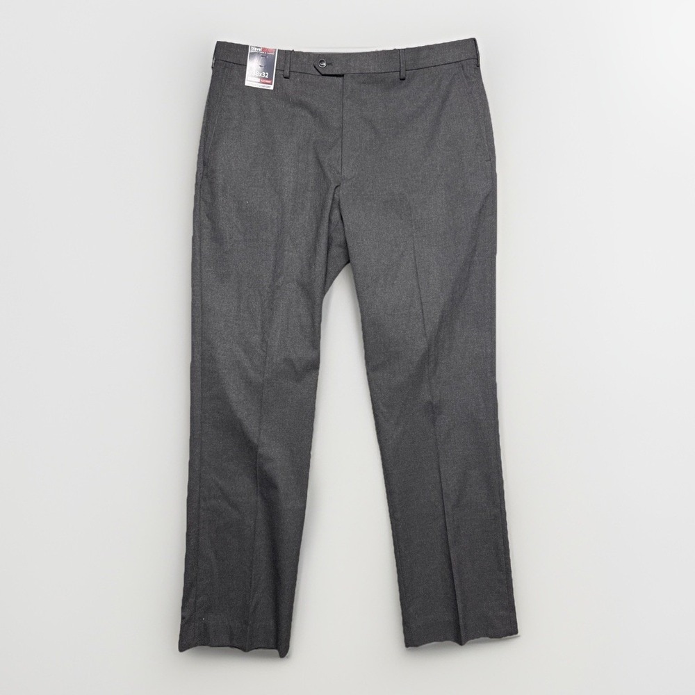 Roundtree Yorke Men's Travel Smart Pants Trouser Gray 38x32 Classic Fit Pleated